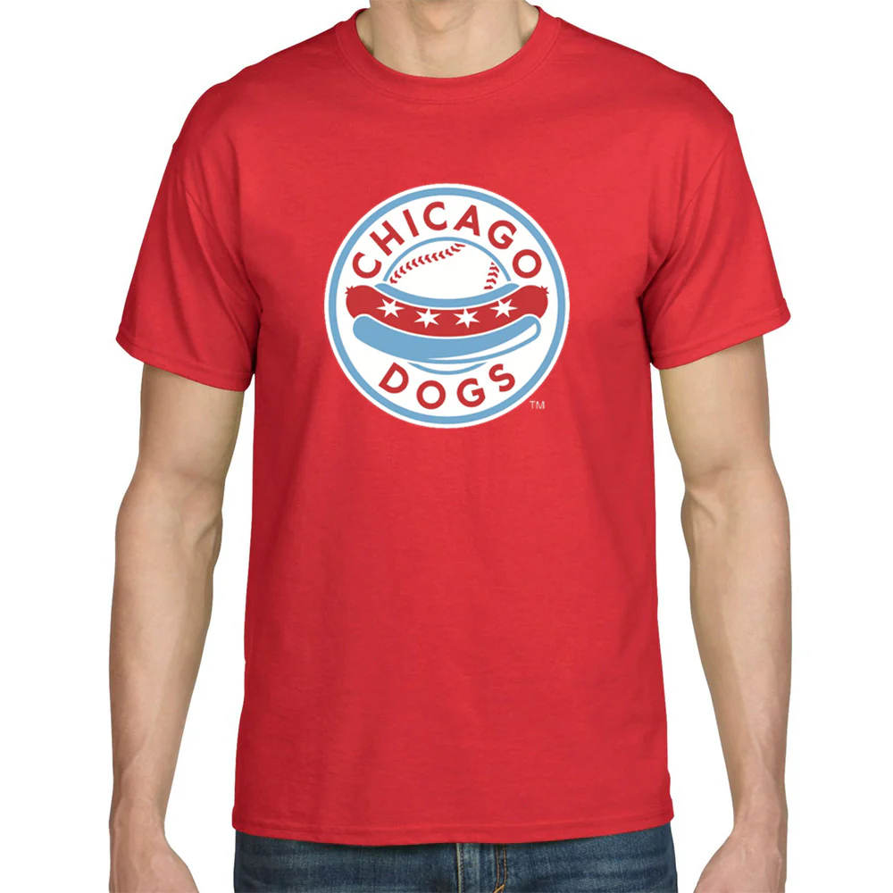 Chicago Dogs Men's Circle Logo SS Tee-Red - Image 2